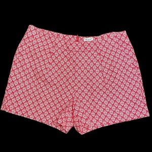 Madewell, Red and White Flower Pleated Shorts, Size 6